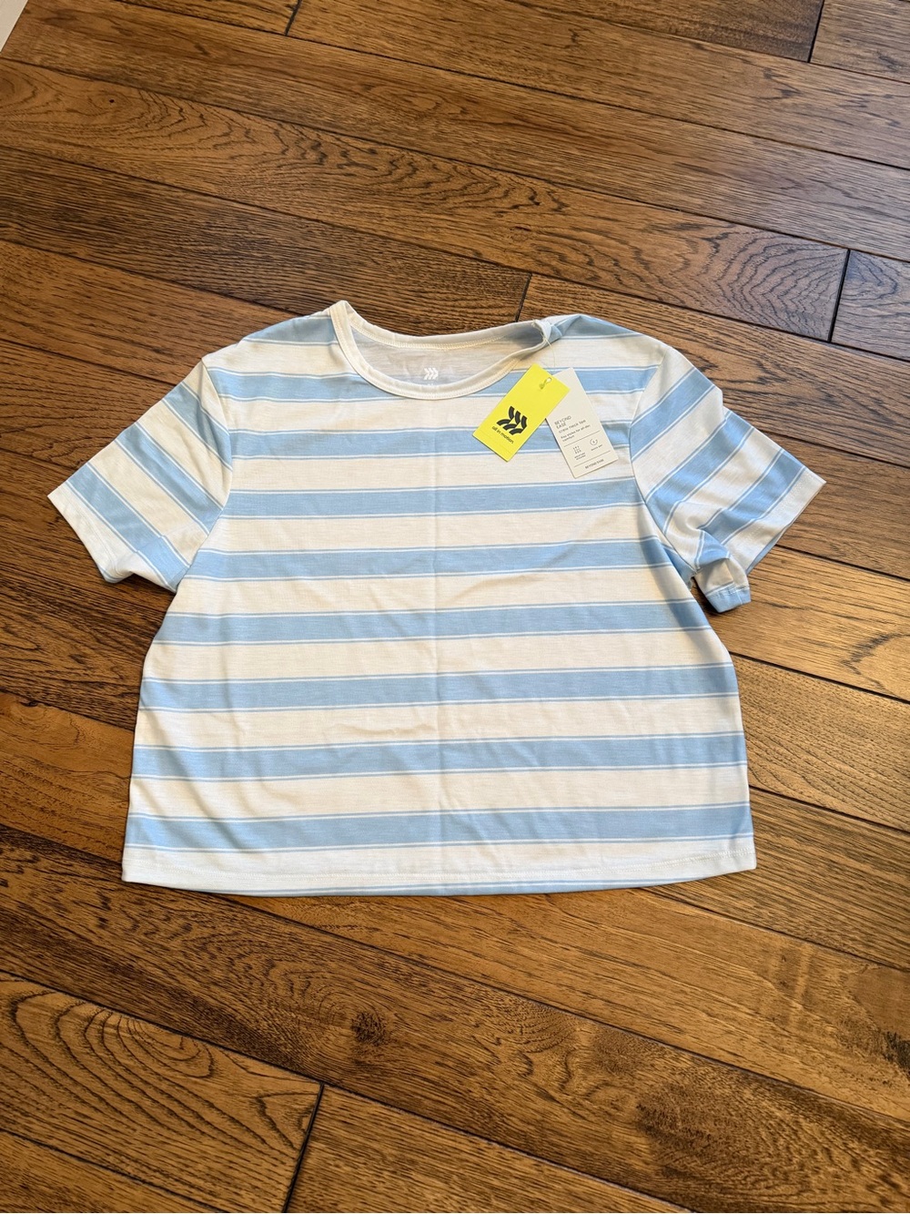 All in Motion Light Blue & White Striped Tee - Cropped